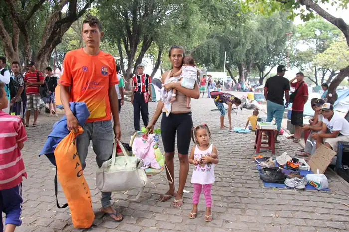 Ciudadanos de Venezuela refugiados en un campamento en Brasil