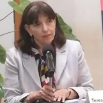 Teresa Vicencio en la presentación de Agua y vida.