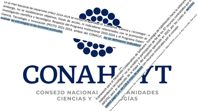 Logo de Conahcyt y fragmentos del informe de la ASF